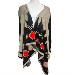 MY BELOVED Aztec printed knit open front shawl cardigan sweater. Size Small